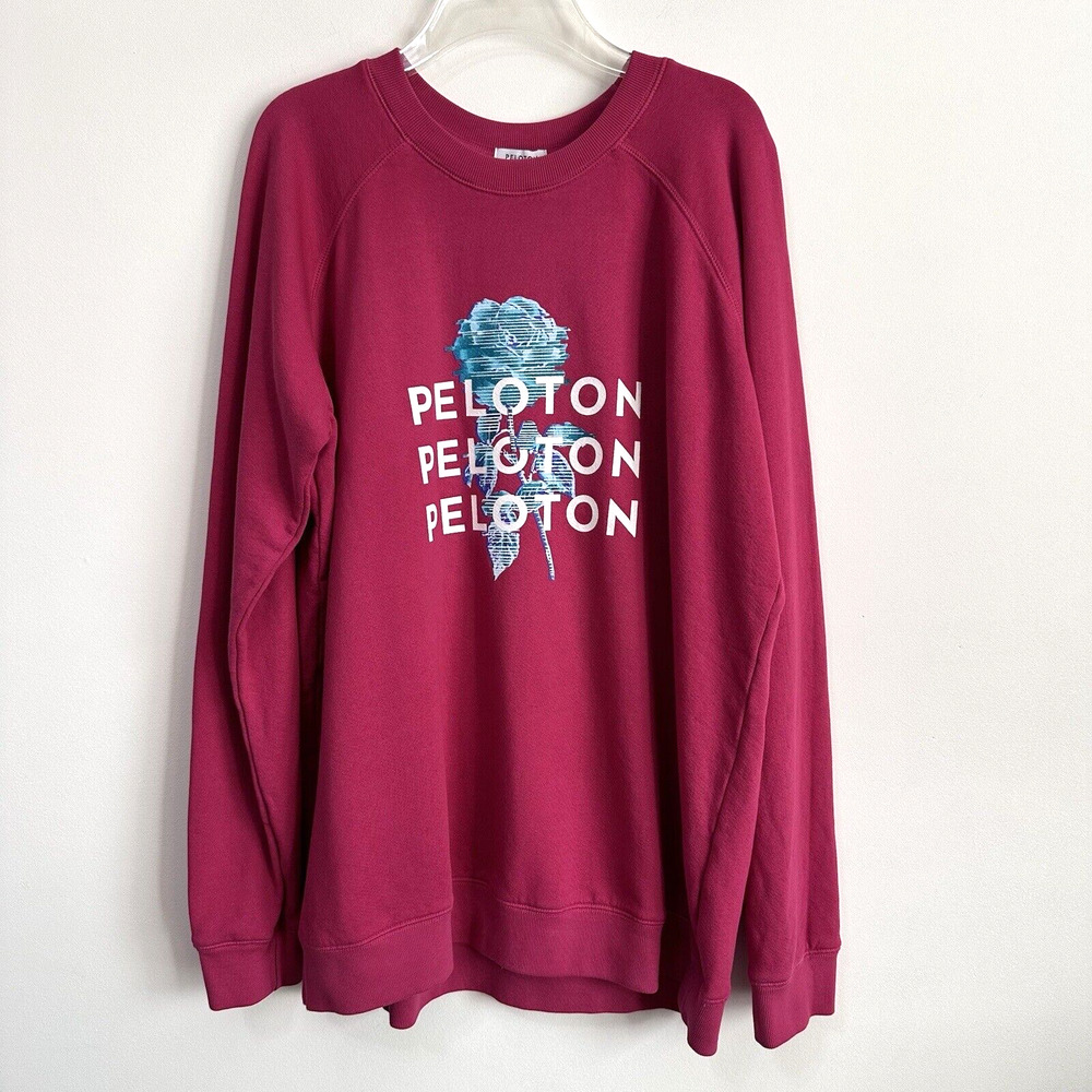 Peloton Sweatshirt M Everyday Oversized Crewneck Pink Floral Logo‎ Bike NEW
